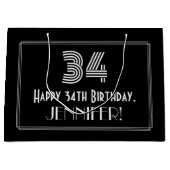 34e verjaardag — Art Deco geïnspireerd look "34" & Groot Cadeauzakje (Voorkant)