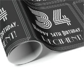 34e verjaardag: Art Deco geïnspireerd look "34" w  Cadeaupapier (Rol Hoek)
