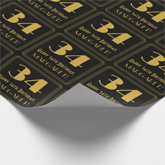 34e verjaardag ~ Art Deco geïnspireerde look "34", Cadeaupapier (Hoek)