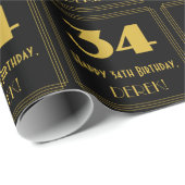 34e verjaardag - Art Deco geïnspireerde look "34"  Cadeaupapier (Rol Hoek)