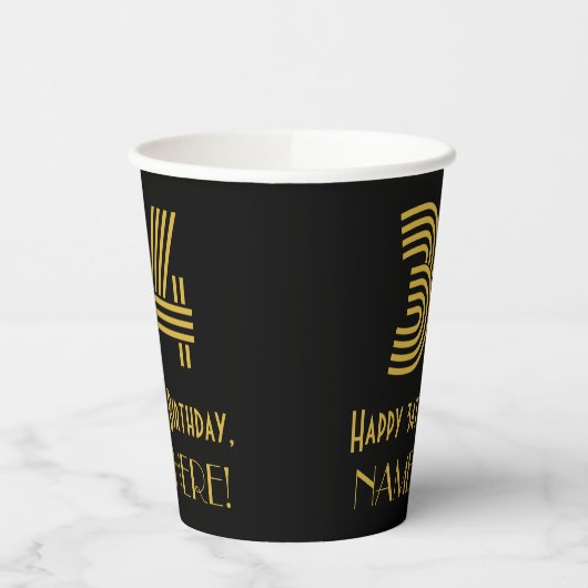 34e verjaardag: Art Deco Geïnspireerde look "34" e Papieren Bekers (Links)
