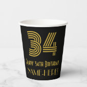 34e verjaardag: Art Deco Geïnspireerde look "34" e Papieren Bekers (Voorkant)