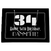 34e verjaardag ~ Art Deco geïnspireerde look "34" Groot Cadeauzakje (Voorkant)