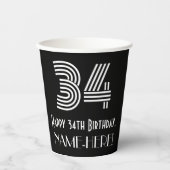 34e verjaardag — Art Deco Geïnspireerde look "34"  Papieren Bekers (Voorkant)
