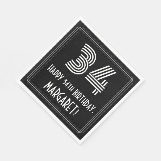 34e verjaardag: Art Deco Geïnspireerde look "34" + Servet (Hoek)