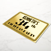 34e verjaardag: Art Deco Kijk "34" en naam Folie Uitnodiging (Gedraaid)