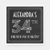 34e verjaardag: Art Deco Style + aangepaste naam Servet (Voorkant)