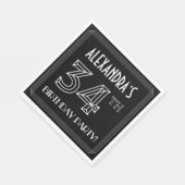 34e verjaardag: Art Deco Style + aangepaste naam Servet (Hoek)