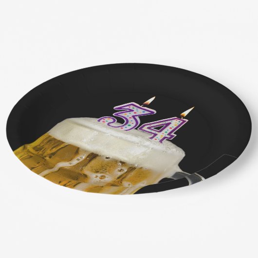 34e verjaardag bier op zwart Bord (Gekanteld)