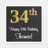 34e verjaardag ~ Elegant Luxe Faux Gold Look # Servet (Voorkant)
