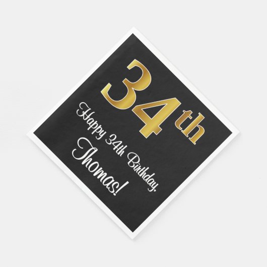 34e verjaardag ~ Elegant Luxe Faux Gold Look # Servet (Hoek)