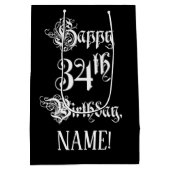 34e verjaardag: Fancy, elegant script + aangepaste Medium Cadeauzakje (Achterkant)
