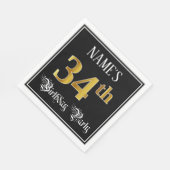 34e verjaardag — Fancy script, Faux Gold look Servet (Hoek)