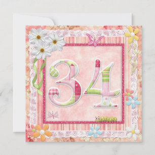 34e verjaardag feest scrapbooking stijl kaart