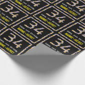 34e verjaardag: Floral Flowers Number, Custom Name Cadeaupapier (Hoek)