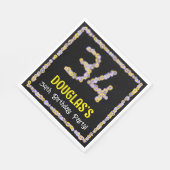 34e verjaardag: Floral Flowers Number, Custom Name Servet (Hoek)