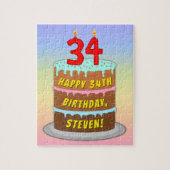 34e verjaardag: Fun Cake and Candles + Custom Name Legpuzzel (Verticaal)