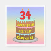 34e verjaardag: Fun Cake and Candles + Custom Name Servet (Voorkant)