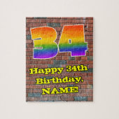 34e verjaardag: Fun Graffiti-geïnspireerde regenbo Legpuzzel (Verticaal)