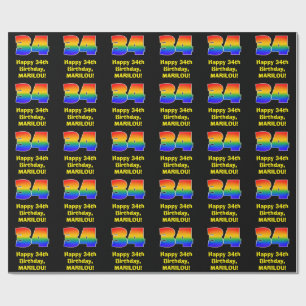 34e verjaardag: Fun, kleurrijke regenboog geïnspir Cadeaupapier