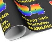 34e verjaardag: Fun, kleurrijke regenboog geïnspir Cadeaupapier (Rol Hoek)