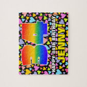34e verjaardag — Fun, liefhebbende hartvormen + "3 Legpuzzel (Verticaal)
