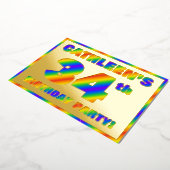 34e verjaardag - Fun, regenboogspectrum "34" Folie Uitnodiging (Gedraaid)