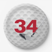34e verjaardag golfbal ontwerp papieren bordje (Voorkant)