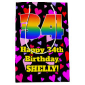 34e verjaardag: Heatten, regenboognr. 34 Medium Cadeauzakje (Voorkant)