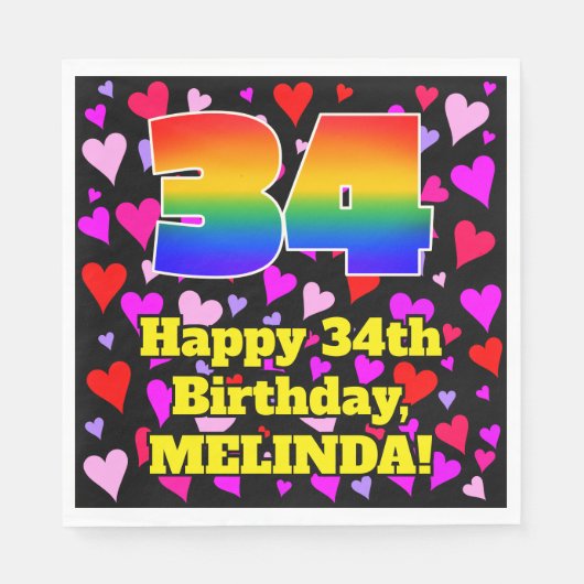 34e verjaardag: Heatten, regenboognr. 34 Servet (Voorkant)