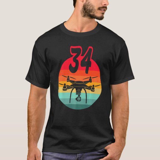 34e verjaardag I Retro afstandsbediening drones Me T-shirt (Voorkant)