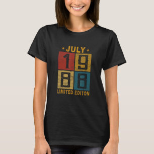 34e verjaardag juli 1988 Geboren in 1988 34 jaar o T-shirt