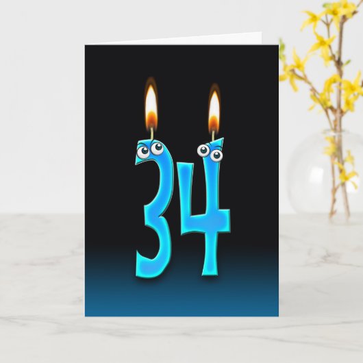 34e verjaardag kaarsen kaart (Gele Bloem)