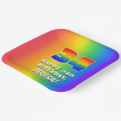 34e verjaardag: kleurrijk, vun regenboogpatroon # papieren bordje (Gebogen)