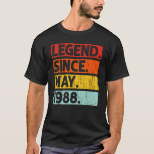 34e verjaardag Legende sinds mei 1988 34 jaar T-shirt