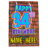 34e verjaardag: Leuk, Urban Graffiti geïnspireerd  Medium Cadeauzakje (Voorkant)