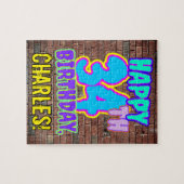 34e verjaardag ~ Leuke, door graffiti geïnspireerd Legpuzzel (Horizontaal)
