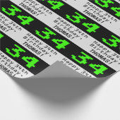 34e verjaardag - Nerdy / Geeky stijl "34" en naam Cadeaupapier (Hoek)