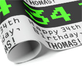 34e verjaardag - Nerdy / Geeky stijl "34" en naam Cadeaupapier (Rol Hoek)