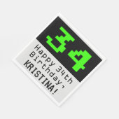 34e verjaardag - Nerdy / Geeky stijl "34" & Naam Servet (Hoek)