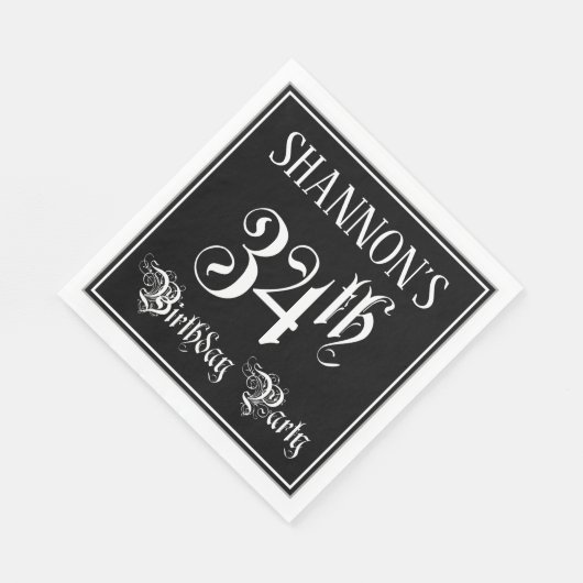 34e verjaardag Partij — Fancy Manuscript + de Naam Servet (Hoek)