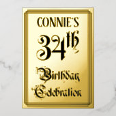 34e verjaardag Partij — Legant Manuscript + de Naa Folie Uitnodiging (Voorkant)