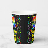 34e Verjaardag: Plezier Muzieknoten Patroon, Regen Papieren Bekers (Rechts)