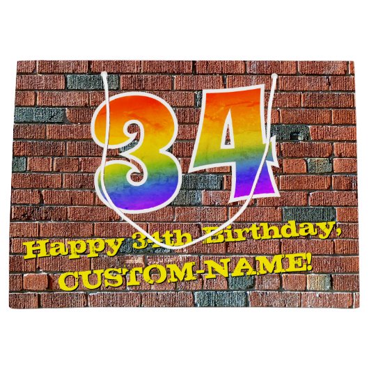 34e verjaardag: Plezier, op graffiti geïnspireerde Groot Cadeauzakje (Voorkant)