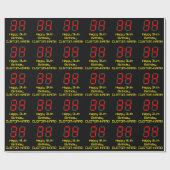 34e verjaardag: Red Digital Clock Style "34" + naa Cadeaupapier (Vlak)