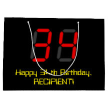 34e verjaardag: Red Digital Clock Style "34" + naa