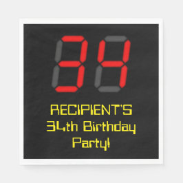 34e verjaardag: Red Digital Clock Style "34" + naa Servet
