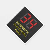 34e verjaardag: Red Digital Clock Style "34" + naa Servet (Hoek)