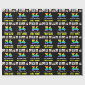 34e verjaardag: Regenboog "34"; Aangepaste foto's  Cadeaupapier (Vlak)