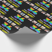 34e verjaardag: Regenboog "34"; Aangepaste foto's  Cadeaupapier (Hoek)